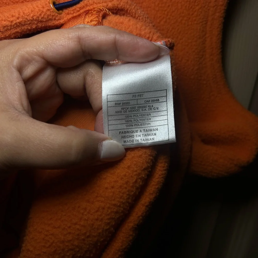 NIKE Adult Large Full Zip‎ Orange Fleece Sleeveless Vest Embroider VIntage